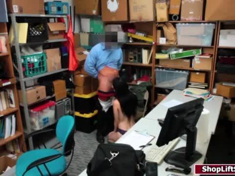Sexy shoplifter fucks officer for freedom