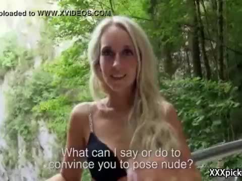 Amateur sexy babe seduces tourist in public for cash 09